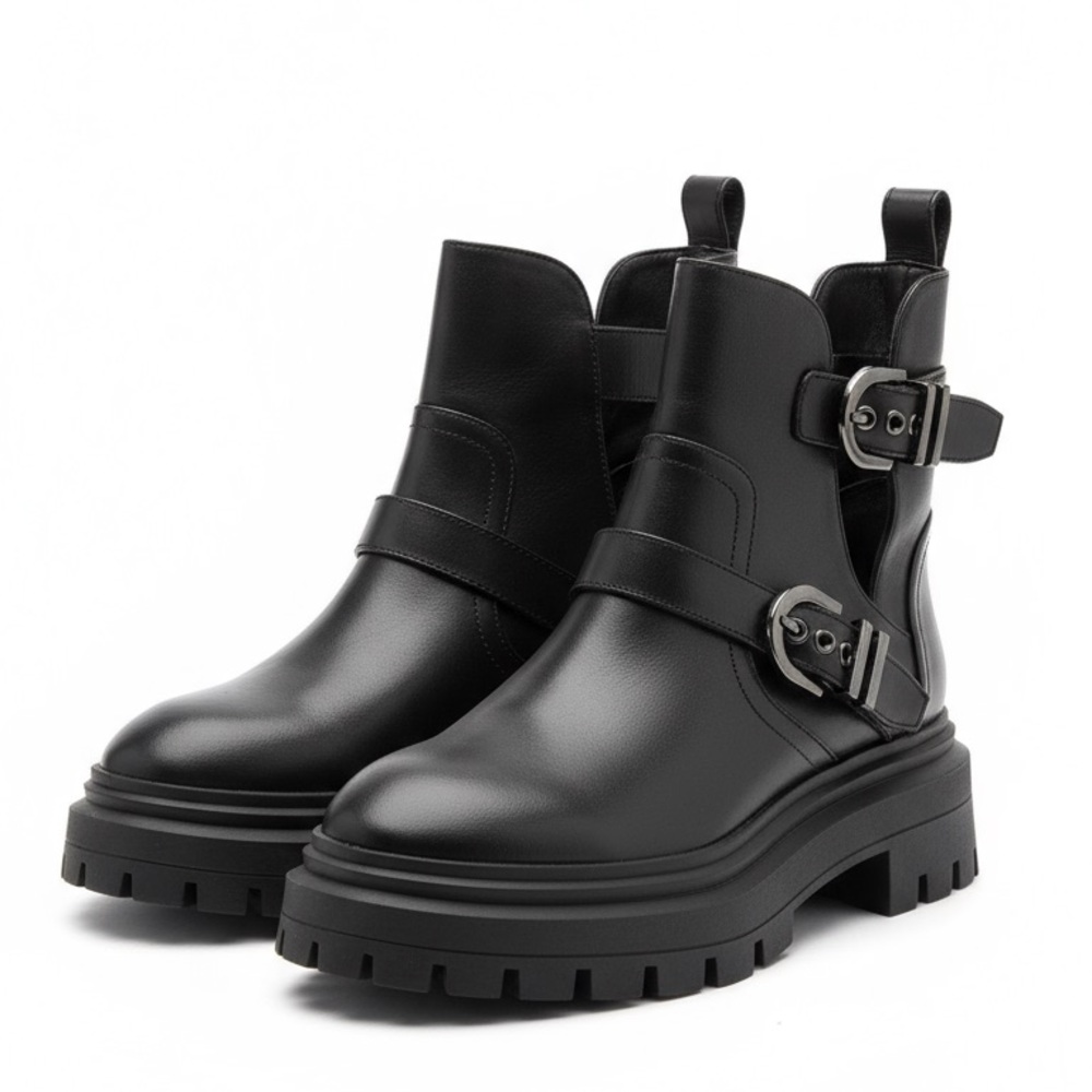 Stuart Weitzman Black Maverick Bedford Moto Boots